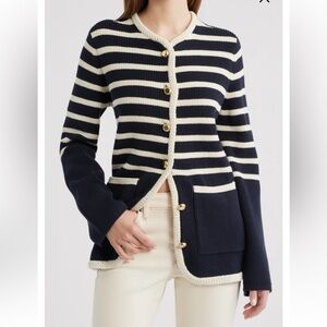 Rag and Bone Nora Stripe Cotton Blend Cardigan